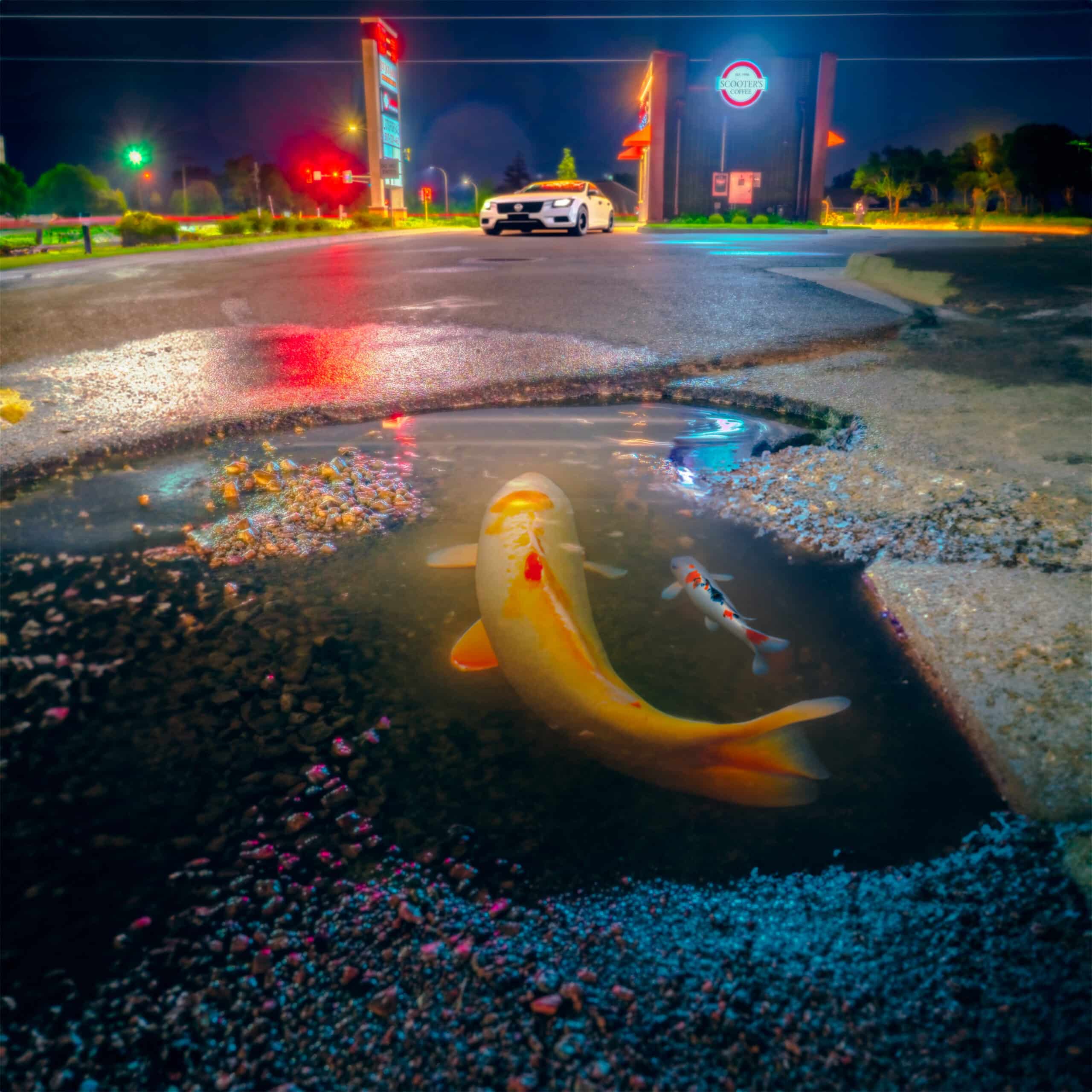 Fish in Pothole Digtital Art