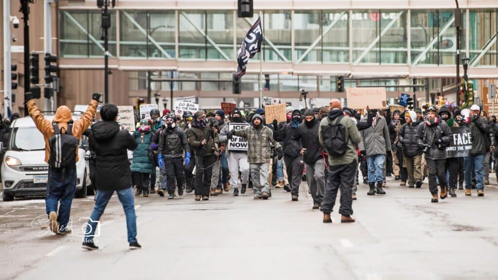 protesters in streets